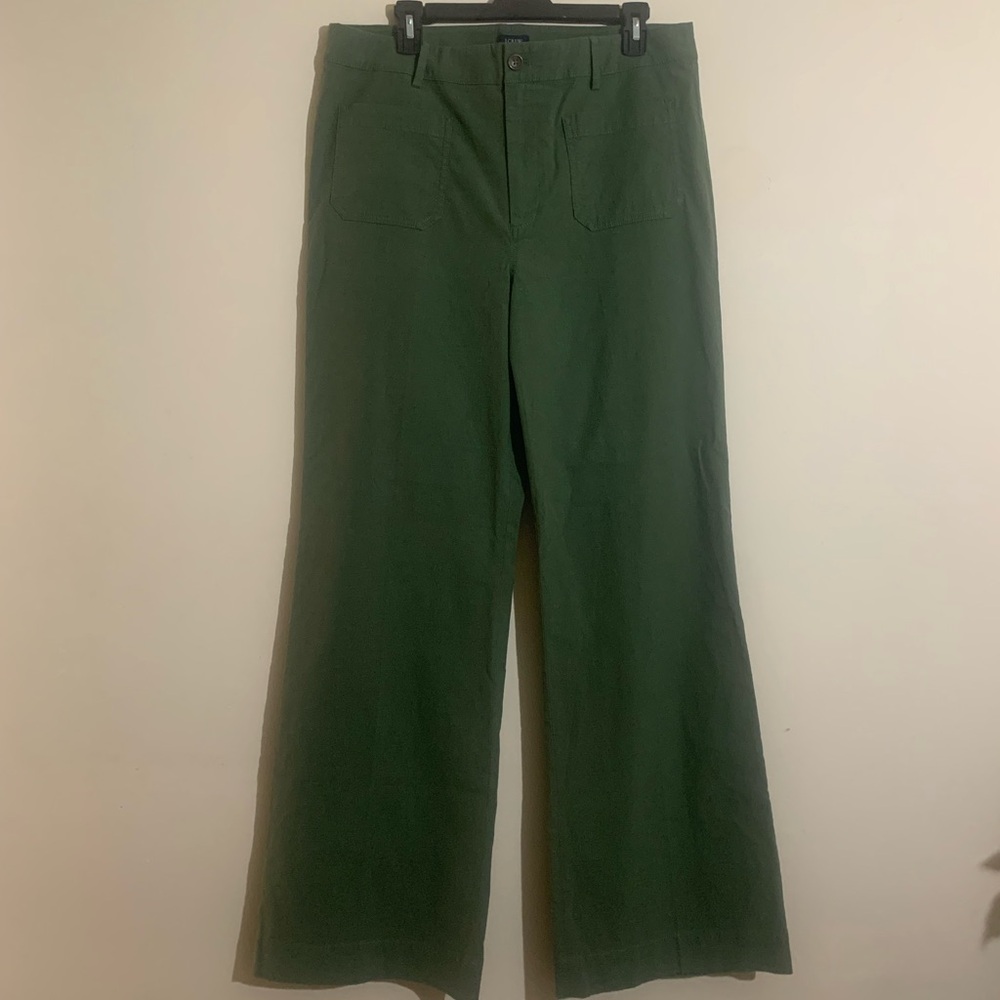 J.Crew  Lizzie High Rise Patch Pocket Wide Leg Pant  Green Size 32T